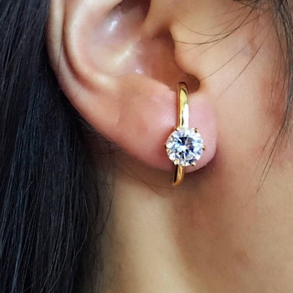 asymmetrical curved bar earrings - Picture 5 of 9